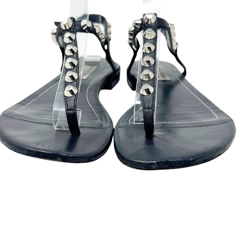 Balenciaga Paris Moto Stud Ankle T Strap thong Sandals Black Leather 36.5 6.5 - Picture 6 of 13